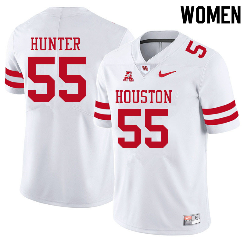 Women #55 Demetrius Hunter Houston Cougars College Football Jerseys Sale-White - Click Image to Close